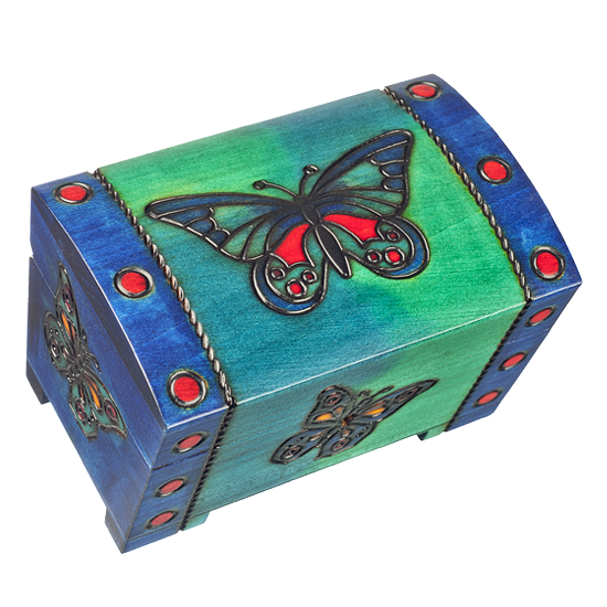 Butterfly- Medium Trunk - Polish Wooden Box