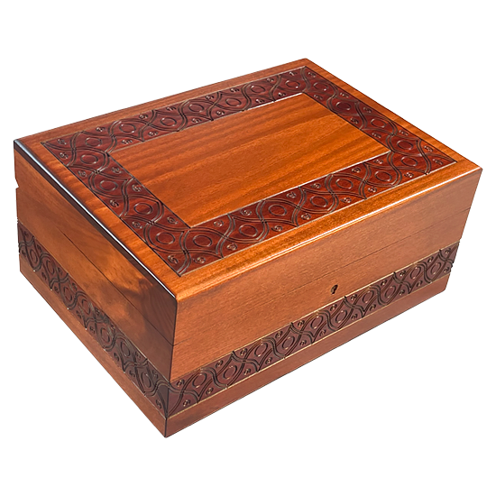 Wave Motif - Large Chest - Wooden jewerly box made in Poland