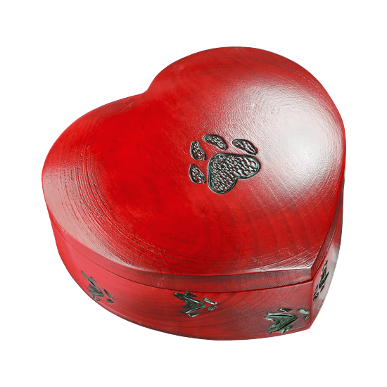 Medium Heart with Paw - Polish Wooden Box