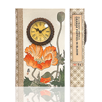 Orange Poppies in Bloom ((with Clock)