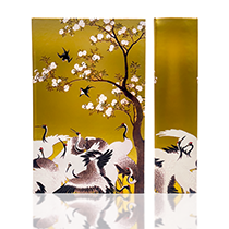 Cranes & Blossom on Gold Foil
