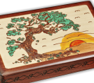 Close-up detail of our Japanese Pine wooden box.